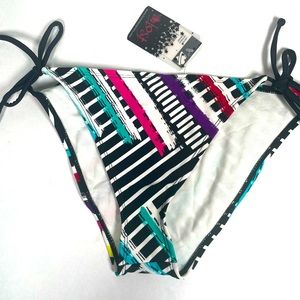 New Lost Bikini Bottoms Size Large Black White Pink Yellow Purple Red Graffiti